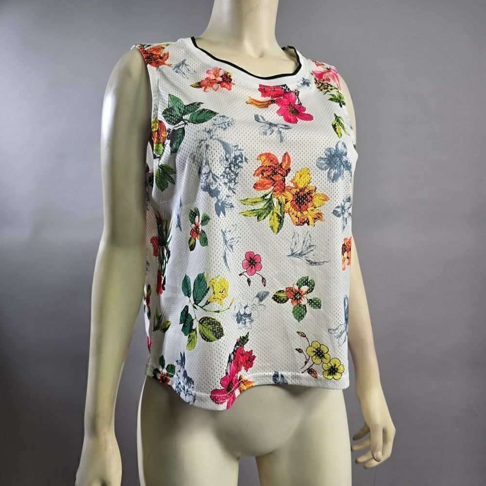 William Rast Large Floral Print Sleeveless Top R7